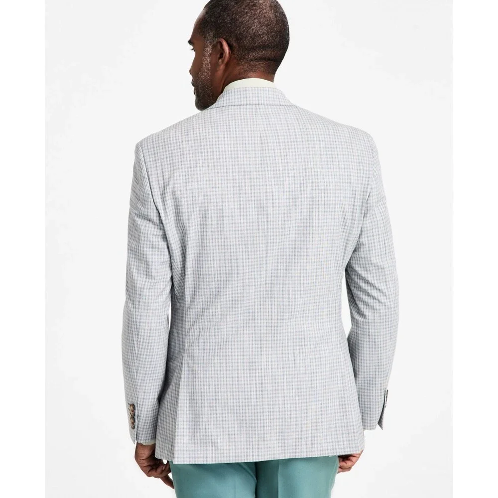 Tayion Collection Regular-Fit Suit Jacket Men's 42L Grey/Green Button Closure